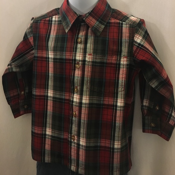 PLACE Red Wht Blck Plaid Versatile Button Up 🏆 - Picture 4 of 8